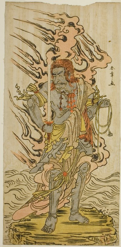 Skuespilleren Ichikawa Danjuro V som et stenbillede af Fudo Myoo i skuespillet Kitekaeru Nishiki no Wakayaka, opført på Nakamura Theatre i den ellevte måned, 1780 af Katsukawa Shunsho