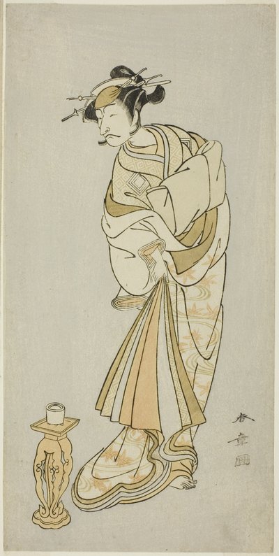 Skuespilleren Ichikawa Danjuro V som munken Seigens ånd i Shosagoto-dansesekvensen "Sono Utsushi-e Matsu ni Kaede" (Et skyggebillede af fyrretræ og ahorn), den sidste scene i anden del af stykket Keisei Momiji no Uchikake ( Kurtisane i en Over-Kimono af af Katsukawa Shunsho