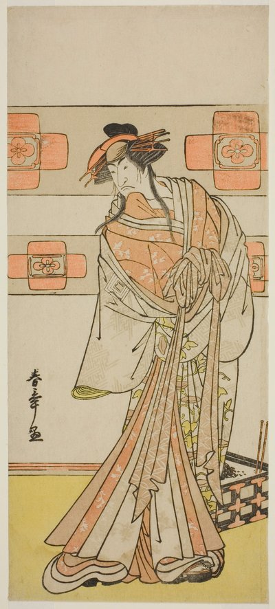 Skuespilleren Ichikawa Monnosuke II som spøgelset fra den overfaldne munk Seigen i skuespillet Edo no Hana Mimasu Soga, opført på Nakamura Theatre i den anden måned, 1783 af Katsukawa Shunsho