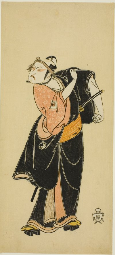 Skuespiller Ichikawa Raizo I som Hanakapado no Sukeroku i stykket "Hitokidori Harutsuge Soga" af Katsukawa Shunsho