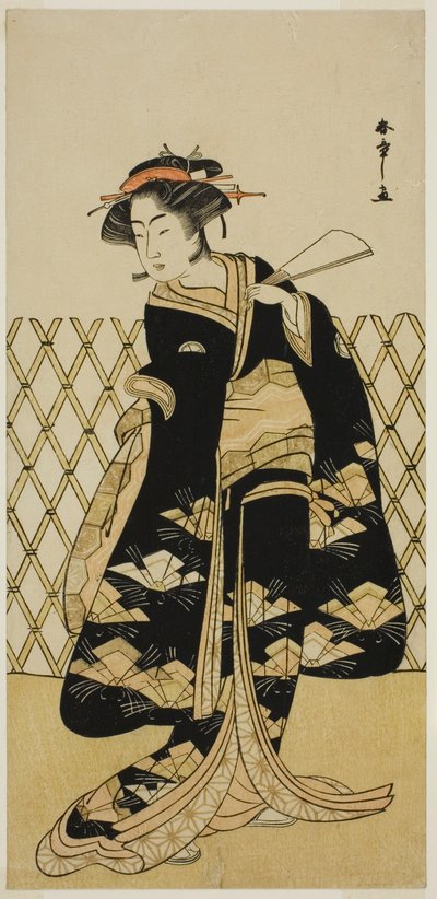 Skuespilleren Iwai Hanshiro IV som Mitsuogiya Usukumo i skuespillet Shida Choja-bashira, opført på Nakamura Theatre i den ottende måned, 1781 af Katsukawa Shunsho