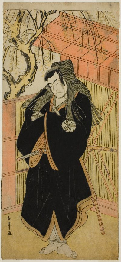 Skuespilleren Matsumoto Koshiro IV som Matsuo-maru (?) i skuespillet Sugawara Denju Tenarai Kagami (?), opført på Nakamura Theatre (?) i den fjerde måned, 1779 (?) af Katsukawa Shunsho