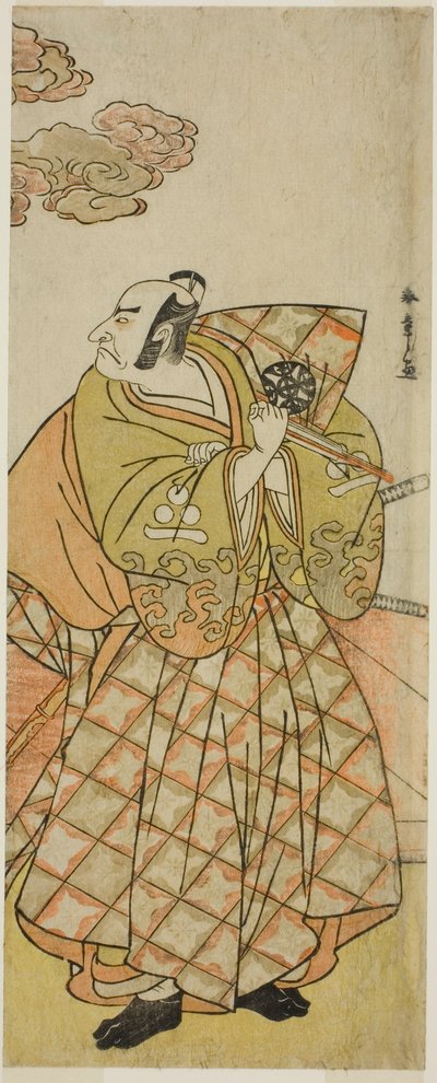 Skuespilleren Nakamura Nakazo I som Watanabe no Tsuna i skuespillet Shitenno Tonoi no Kisewata, opført på Nakamura Theatre i den ellevte måned, 1781 af Katsukawa Shunsho