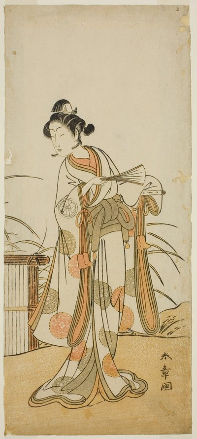 Skuespilleren Segawa Kikunojo III som Aigo no Waka i stykket Chigo Sakura Jusan Kane, opført på Ichimura Theatre i den ellevte måned, 1774 af Katsukawa Shunsho