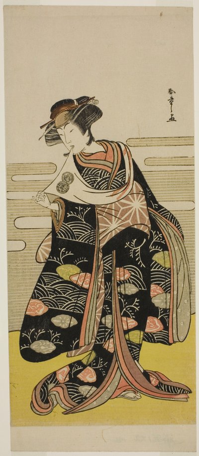 Skuespilleren Segawa Kikunojo III som Onami forklædt som drageprinsessen i stykket Saki Masuya Ume no Kachidoki, opført på Ichimura Theatre i den ellevte måned, 1778 af Katsukawa Shunsho