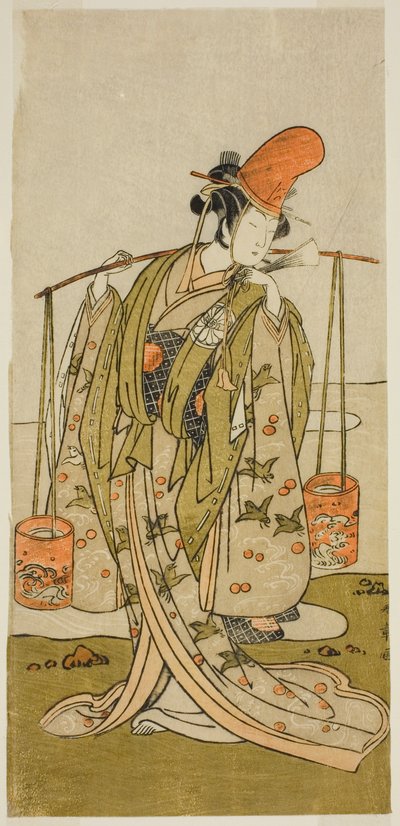 Skuespilleren Segawa Kitsuji III som Murasame i skuespillet Gohiiki Kanjincho, opført på Nakamura Theatre i den ellevte måned, 1773 af Katsukawa Shunsho