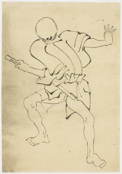 Armed Attendant (studie), ca. 1815-1849 (blæk på papir) af Katsushika (school of) Hokusai