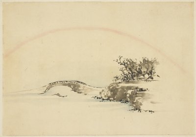 Landskab med regnbue af Katsushika (school of) Hokusai