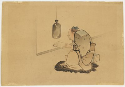 Scholar Reading at a Window, ca. 1850 (blæk og farve på papir) af Katsushika (school of) Hokusai