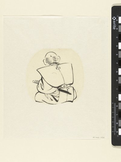Siddende mand, set bagfra af attributed to Katsushika Hokusai