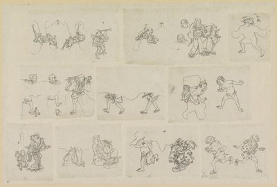 Elleve forskellige repræsentationer af mennesker af Katsushika Hokusai (possibly)