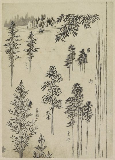Landskab med træer af Katsushika Hokusai (possibly)