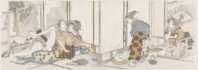 Kærlighedspar spioneret af Katsushika Hokusai (possibly)