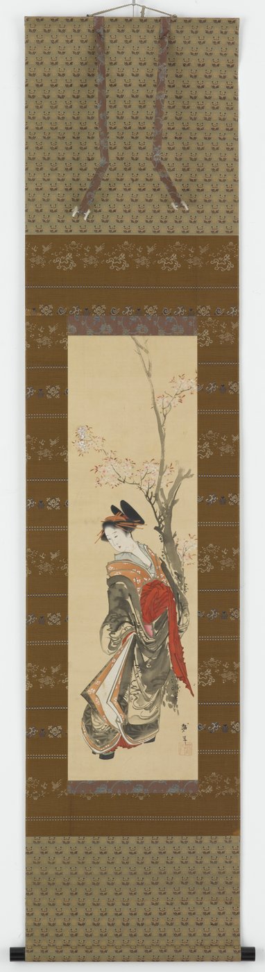 En kurtisane under et kirsebærtræ, slutningen af det 18.-begyndelsen af det 19. århundrede. af Katsushika Hokusai