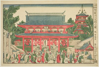 Et perspektiv: The Two Deva Kings Gate of Kinryuzan Temple (Ukie: Kinryuzan niomon no zu) af Katsushika Hokusai