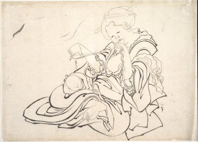 En kvinde og et spædbarn af Katsushika Hokusai