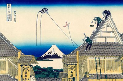 En skitse af Mitsui-butikken i Suruga i Edo, 1830-1833. af Katsushika Hokusai