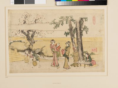 En scene i vejkanten, Oji af Katsushika Hokusai