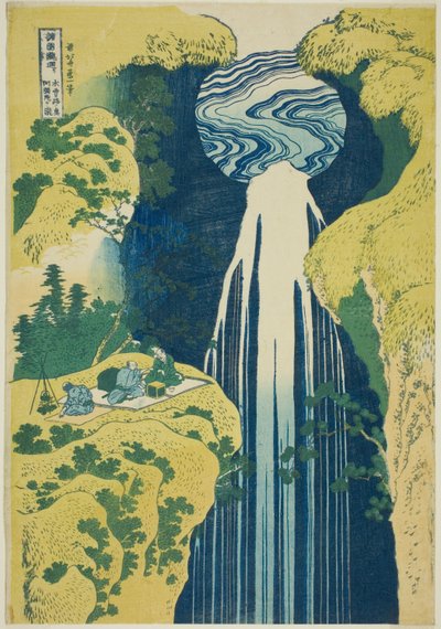 Amida Falls in the Far Reaches of the Kisokaido (Kisoji no oku Amidagataki), fra serien "A Tour of Waterfalls in Various Provinces (Shokoku taki meguri)" af Katsushika Hokusai