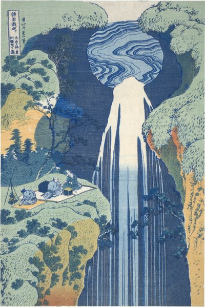 Amida Waterfall Deep in the Distance på Kiso Road, fra serien Tour of Waterfalls in Various Provinces af Katsushika Hokusai