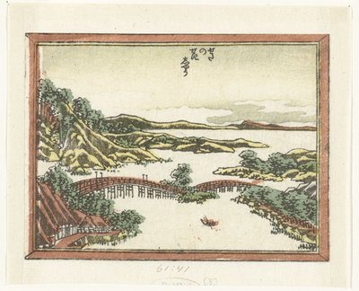 Aftenskær i Seta Seta no sekisho (titel på objekt) Graveret otte udsigter over Omi-provinsen (serietitel) Doban Omi hakkei (serietitel) af Katsushika Hokusai