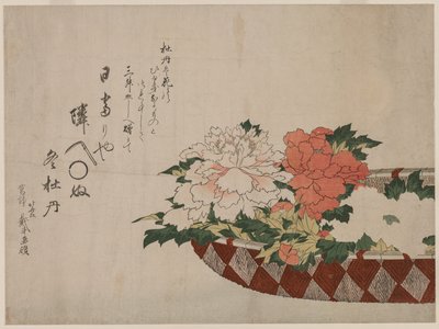 Kurv med pæoner, 1810 eller 1814. af Katsushika Hokusai