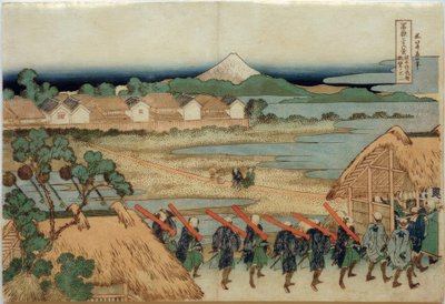Mount Fuji set fra Senju og underholdningsdistriktet af Katsushika Hokusai