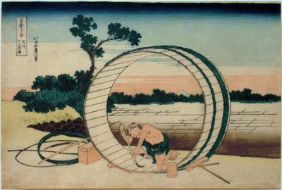 Mount Fuji set fra rismarkerne i Owari-provinsen af Katsushika Hokusai