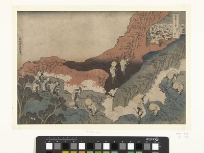 Bjergbestigere Shojin Tozan (titel på objekt) 36 udsigter over Mount Fuji (serietitel) Fugaku sanjurokkei (serietitel på objekt) af Katsushika Hokusai