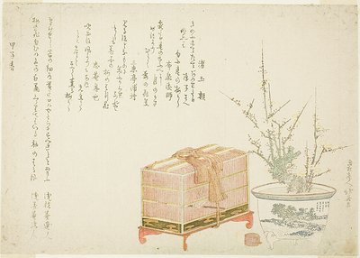Fuglebur og potteblomme af Katsushika Hokusai