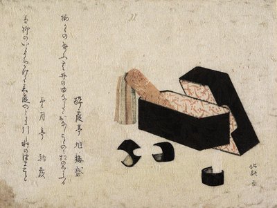 Sort lakæske med Koto Strikers af Katsushika Hokusai