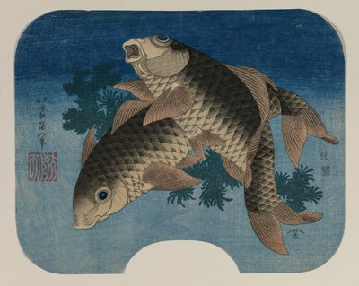 Karpesvømning ved Water Weeds af Katsushika Hokusai