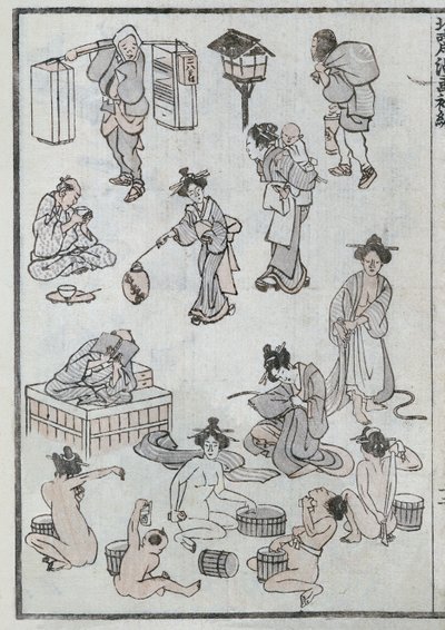 Dagligdagsbevægelser, fra en Manga (farvetryk i træsnit) af Katsushika Hokusai