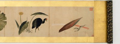 Detalje af Handscroll med diverse billeder, Edo Periode, 1839 blæk og farve på papir af Katsushika Hokusai