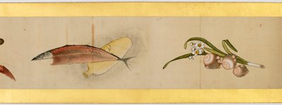 Detalje af Handscroll med diverse billeder, Edo Periode, 1839 blæk og farve på papir af Katsushika Hokusai