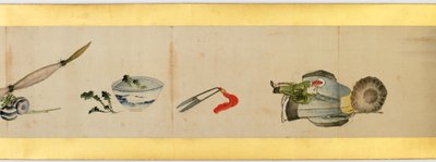 Detalje af Handscroll med diverse billeder, Edo Periode, 1839 blæk og farve på papir af Katsushika Hokusai
