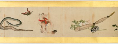 Detalje af Handscroll med diverse billeder, Edo Periode, 1839 blæk og farve på papir af Katsushika Hokusai