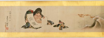 Detalje af håndrulle med forskellige billeder, Edo-perioden, 1839, blæk og farve på papir af Katsushika Hokusai