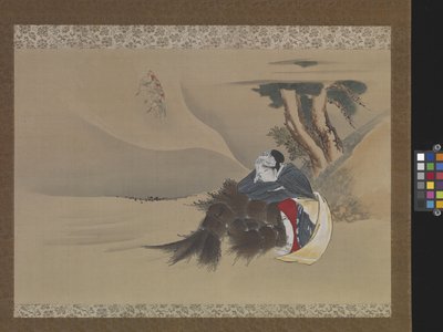 Dream Of The Rush Gatherer (blæk, farver på silke) af Katsushika Hokusai
