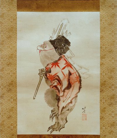 Trænet abe af Katsushika Hokusai