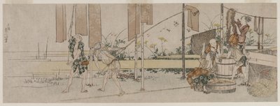Farvere på arbejde, ca. 1800. af Katsushika Hokusai
