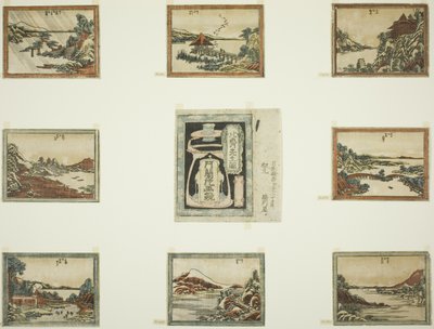Otte visninger af Omi i ætsningsstil (Doban Omi hakkei) og forside af Katsushika Hokusai