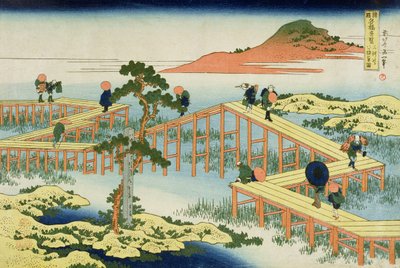 Ottedelt bro, provinsen Mucawa, Japan, ca. 1830 (træbloktryk) af Katsushika Hokusai