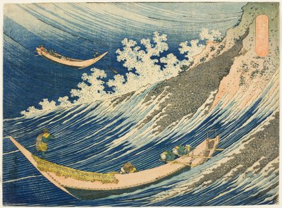 Fiskerbåde ved Choshi i Shimosa (Soshu Choshi) fra serien "One Thousand Pictures of the Ocean (Chie no umi)" af Katsushika Hokusai