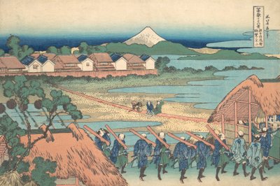 Fuji Senju station fra Senju lagerbygning. . . , myg. 1830-32. af Katsushika Hokusai