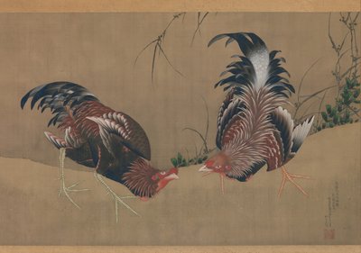 Vildthaner, dateret 1838. af Katsushika Hokusai
