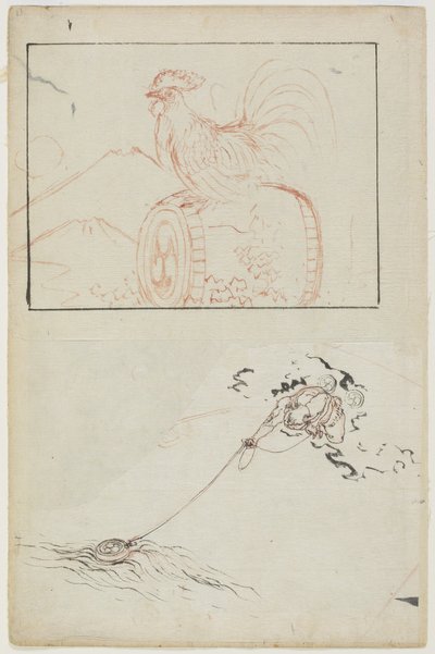 Tordens gud og hans tromme af Katsushika Hokusai