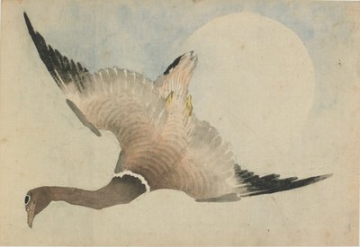 Gås, der flyver foran månen, slutningen af det 18.-begyndelsen af det 19. århundrede. af Katsushika Hokusai