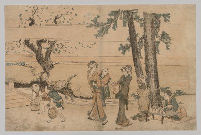 Gruppe af figurer nær en bæk, 1760-1849. af Katsushika Hokusai