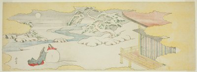 Illustration af Blåklokken (Asagao), kapitel 20 i Fortællingen om Genji (Genji monogatari) af Katsushika Hokusai